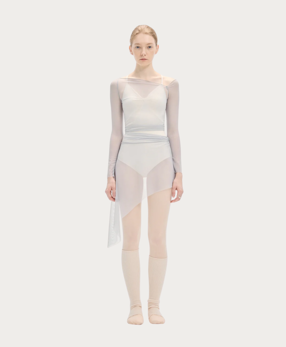 Typha Asymmetrical One-Shoulder Mesh Top