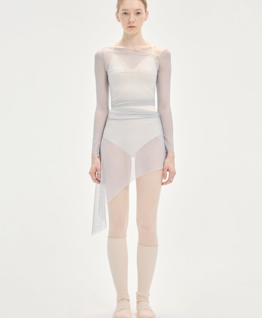 Typha Gathered Waist Diagonal Mesh