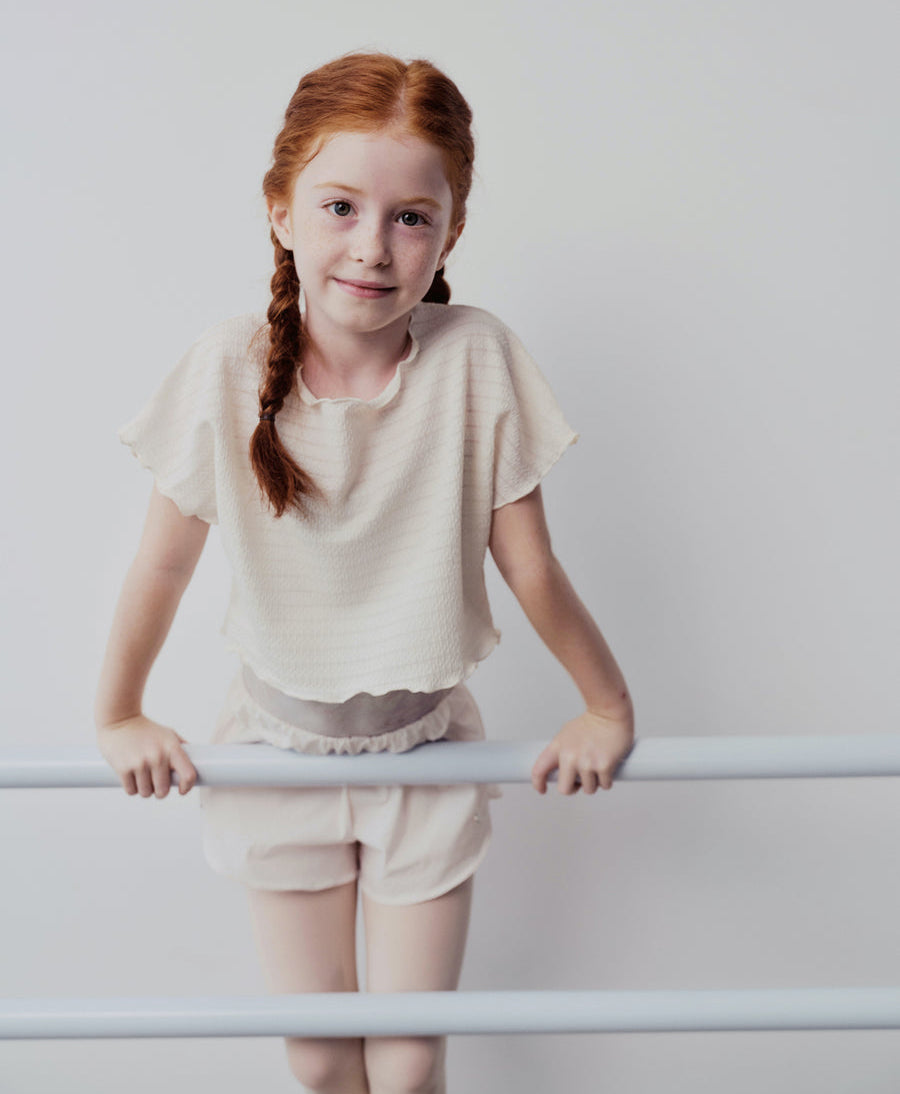 Typha Kids Batwing Sleeve Textured Dance Top