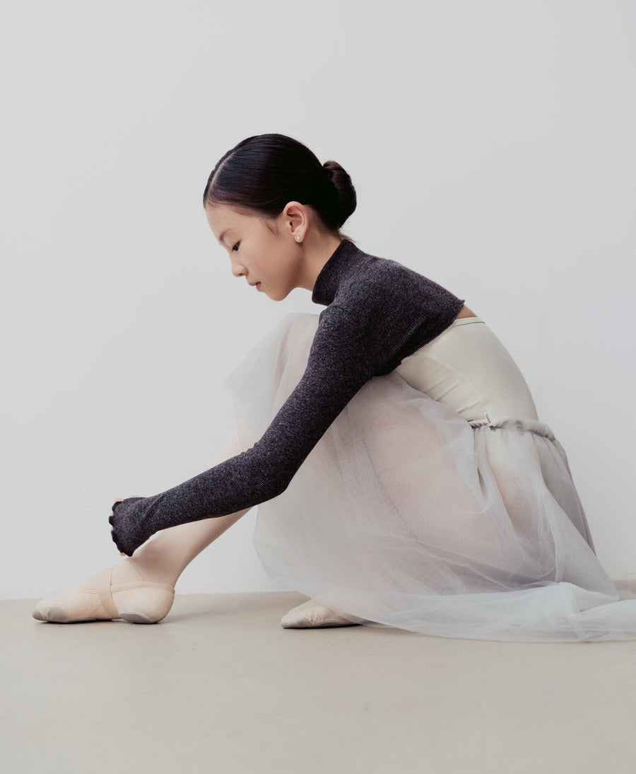 Typha Kids Dark Grey Turtleneck Shrug with Finger Sleeves