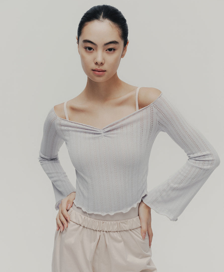 Typha Off-Shoulder Top with Flared Sleeves