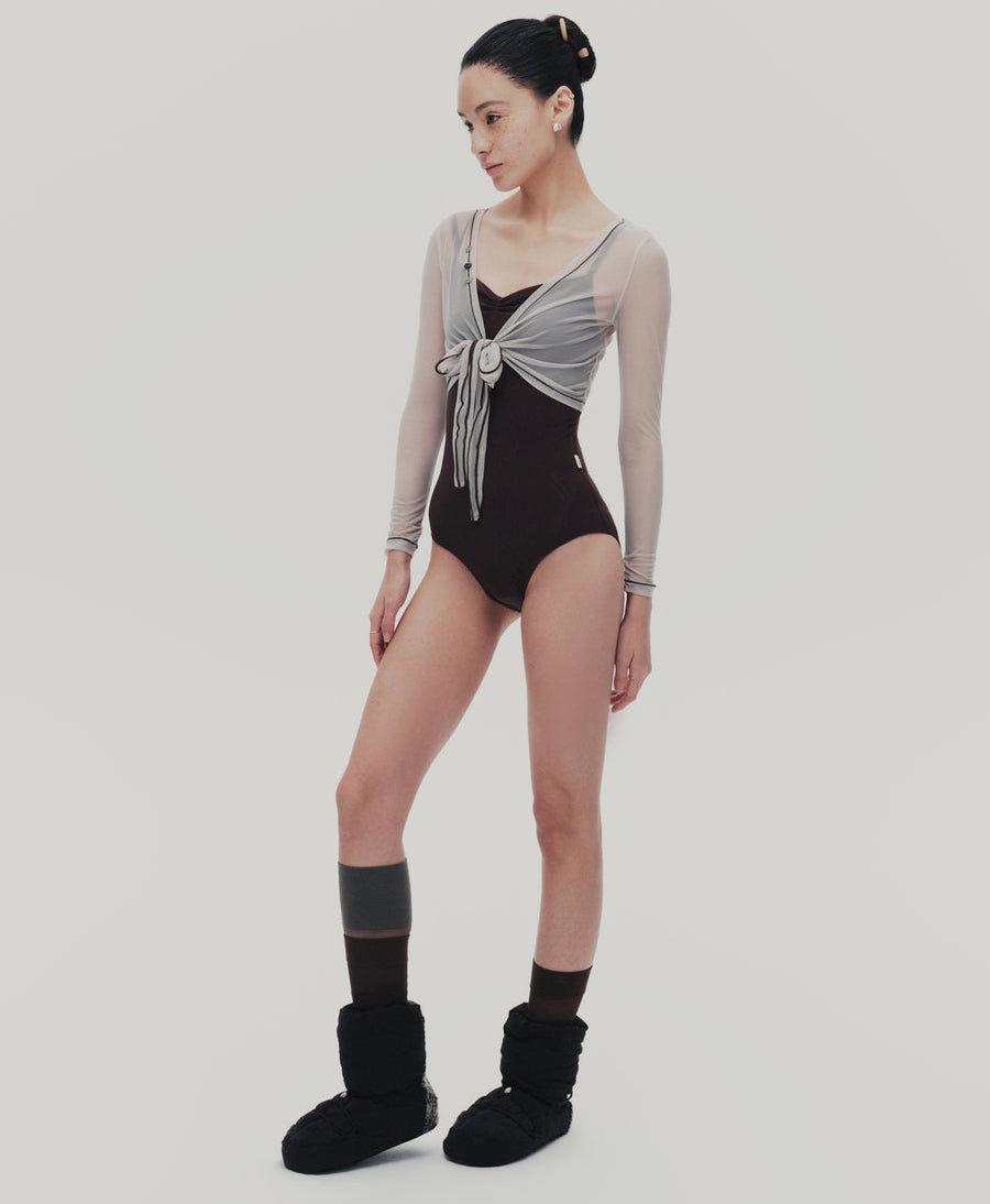 Typha Two-Tone Edge Button Tulle Top