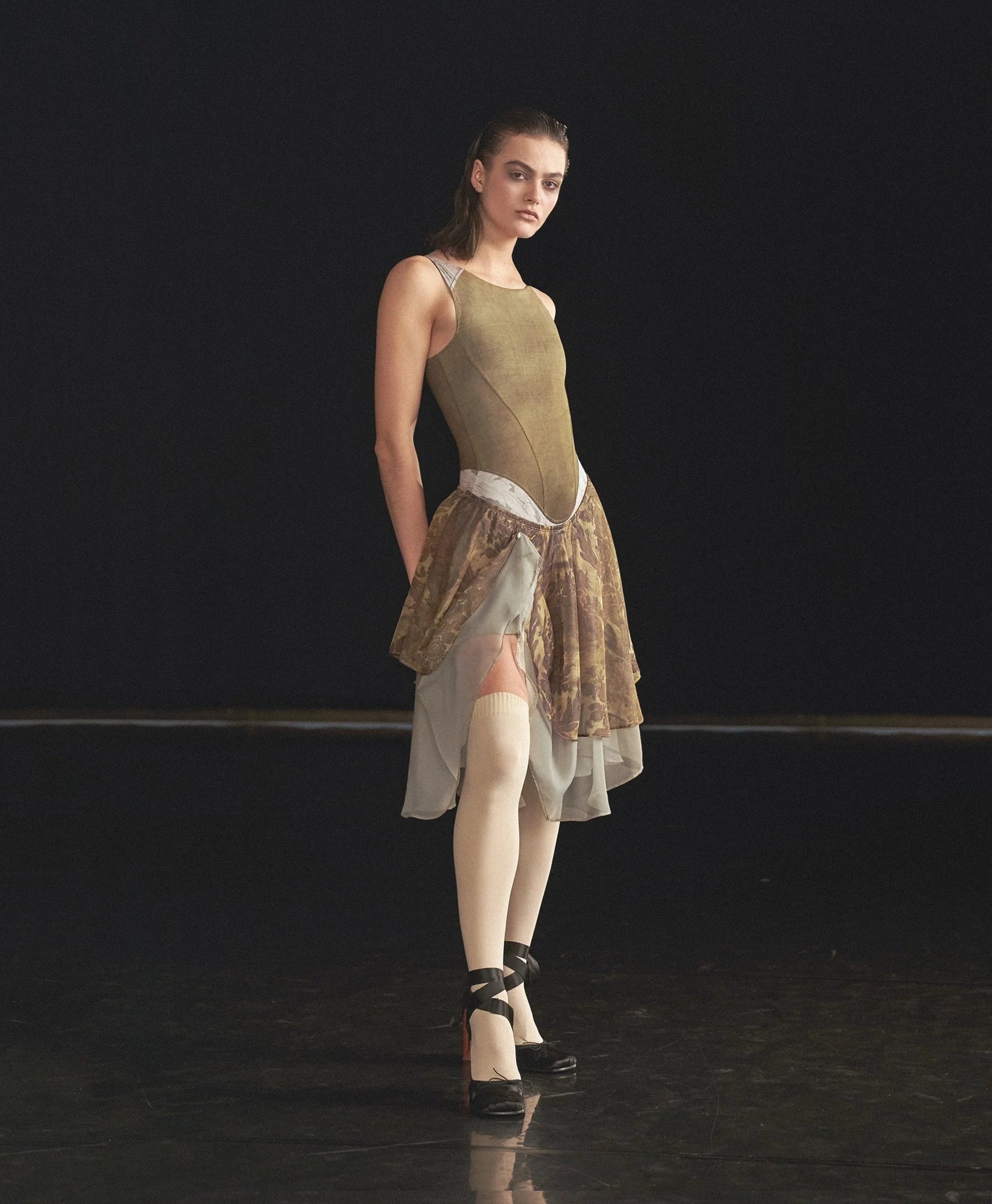 Long Pannier Skirt - Venice Green
