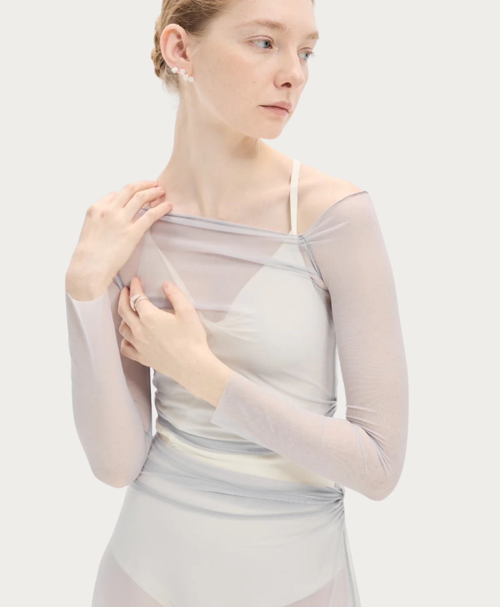 Typha Asymmetrical One-Shoulder Mesh Top