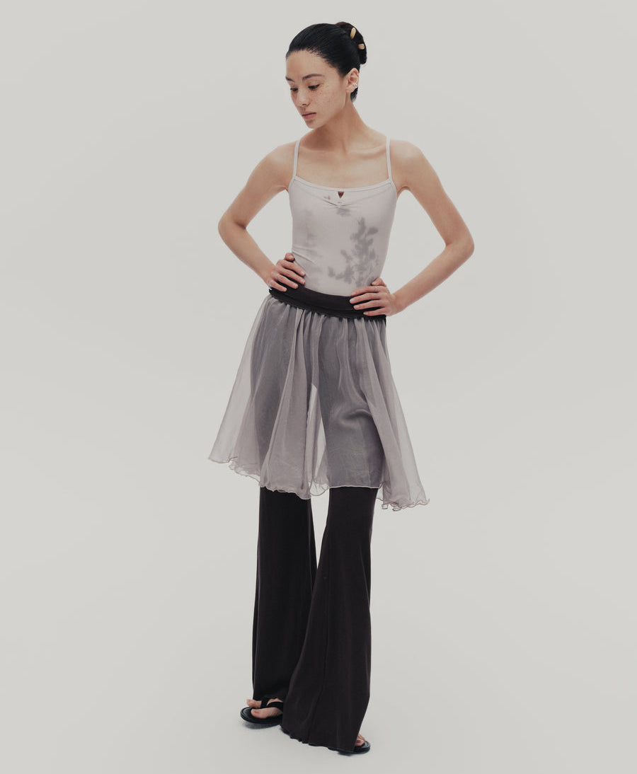 Typha Faux Two-Piece Fold-Over Knit Flared Pants