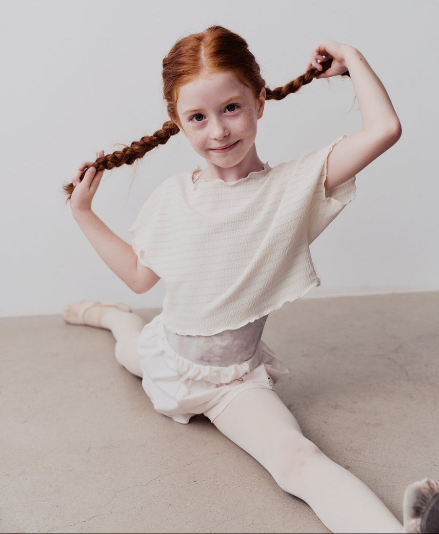 Typha Kids Batwing Sleeve Textured Dance Top