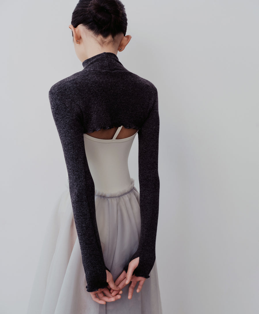 Typha Kids Dark Grey Turtleneck Shrug with Finger Sleeves