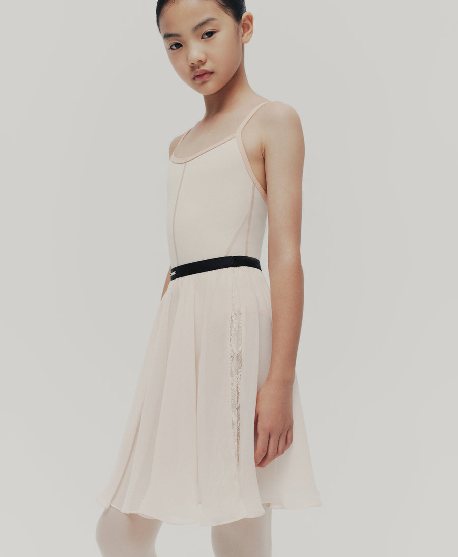 Typha Kids Midi Flared Rehearsal Skirt With Lace Patchwork