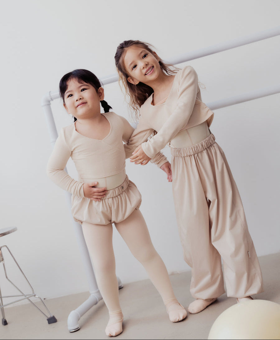 Typha Kids Pleated Knit Long-Sleeved Top