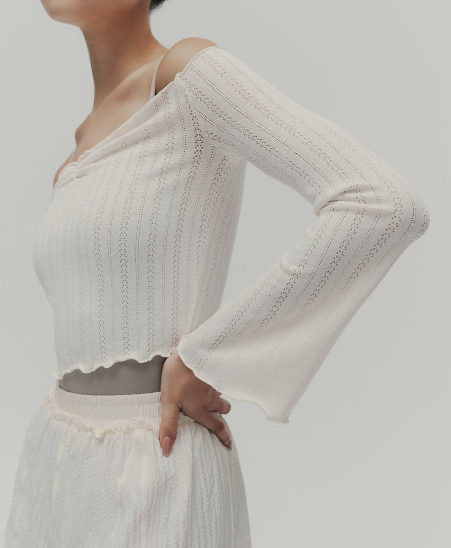 Typha Off-Shoulder Top with Flared Sleeves