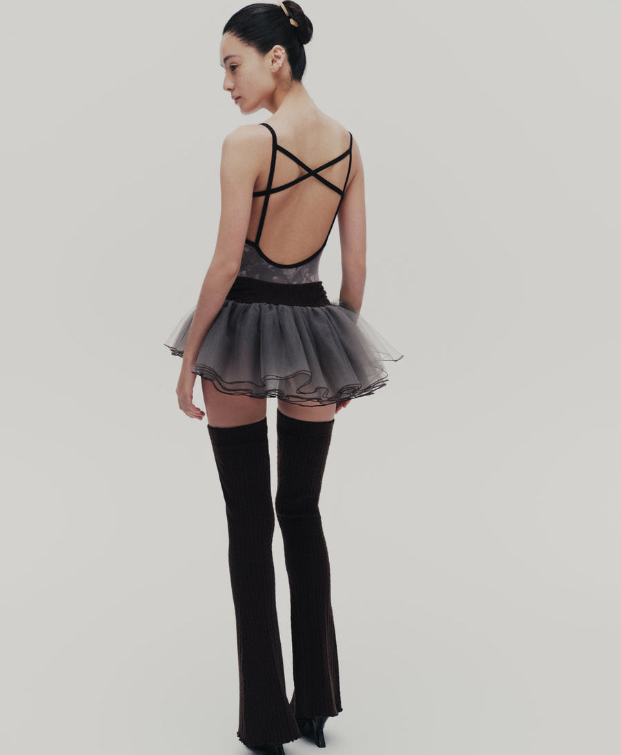 Typha Oil Painting Layered Tulle Leotard