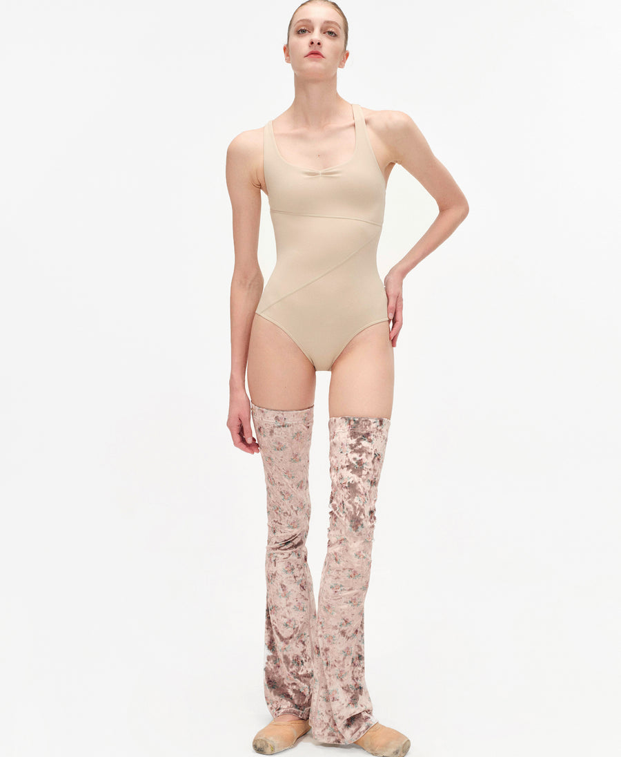 Typha Pinch Asymmetrical Racerback Nude Leotard