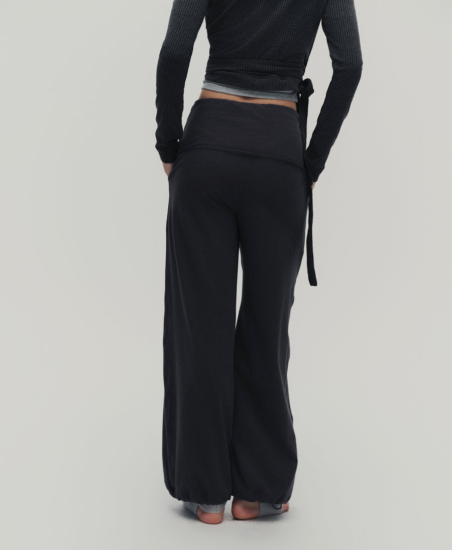 Typha V-Waist Cotton Wide-Leg Pants